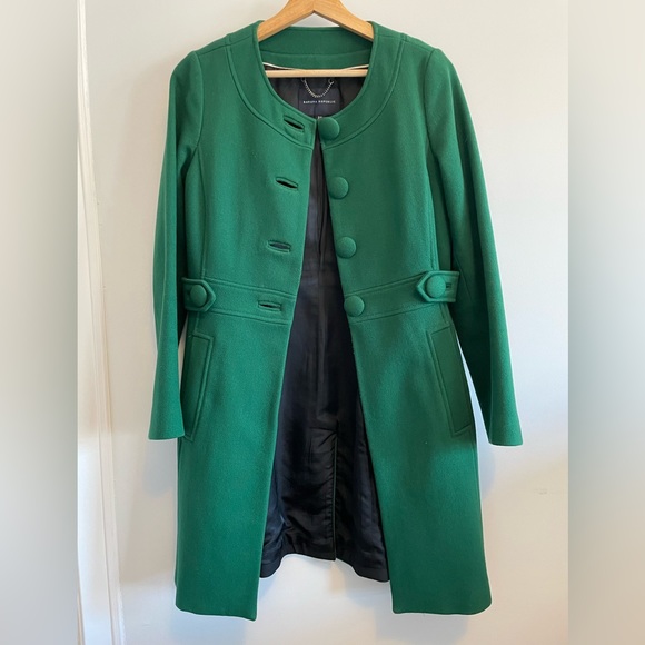 Banana Republic Wool Blend Collarless Coat, in Green, Size US S - Picture 4 of 12